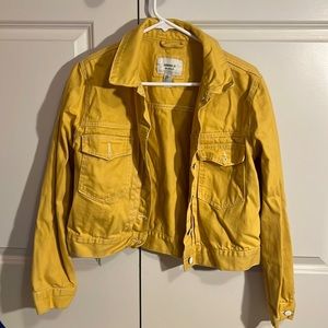 Yellow cropped denim jacket